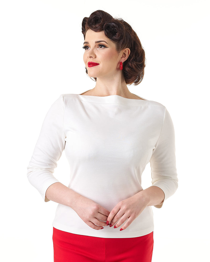 1950s Bardot Top - Ivory