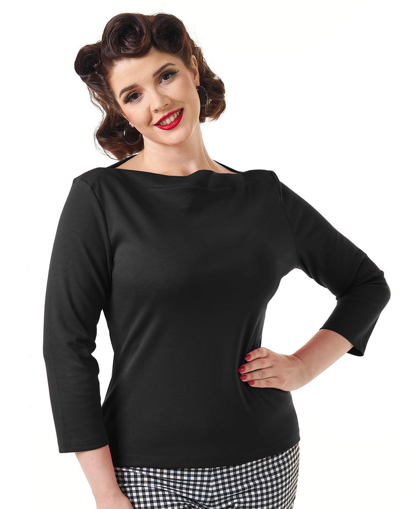1950s Bardot Top - Black