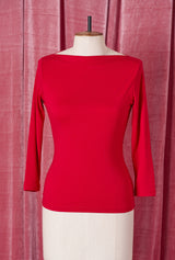 1950s Bardot Top - Red