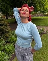1950s Sweater Girl Top in Baby Blue