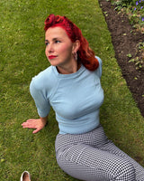1950s Sweater Girl Top in Baby Blue