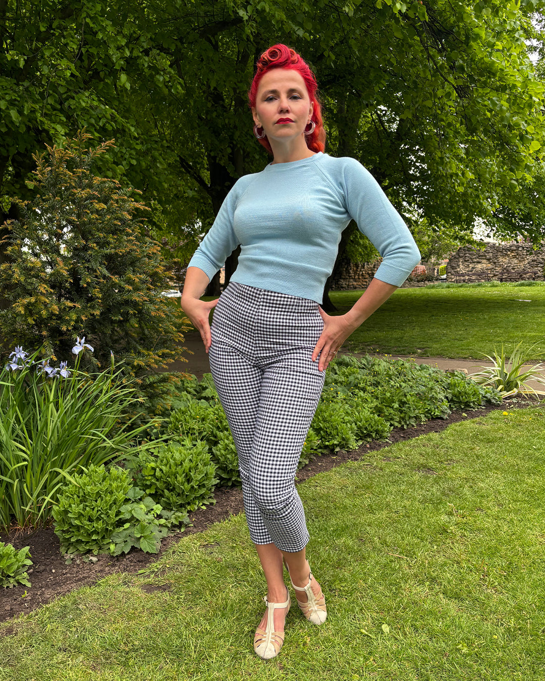 1950s Sweater Girl Top in Baby Blue