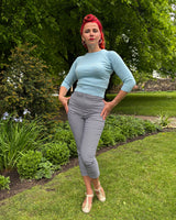 1950s Sweater Girl Top in Baby Blue