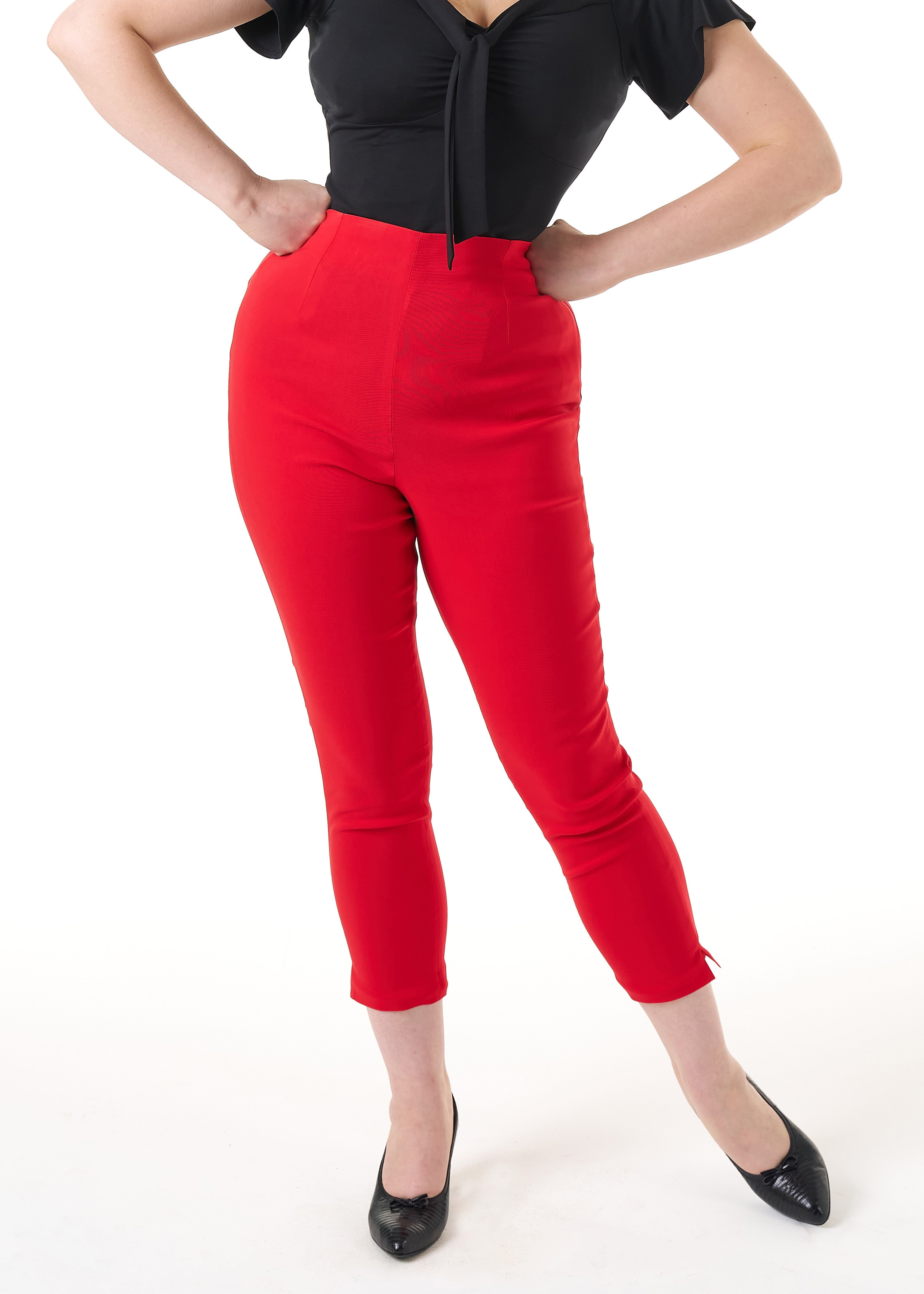 Retro 50s Capri Pants - Red