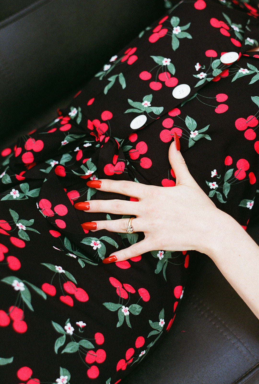 1940s Shirt Dress - Cherry Print