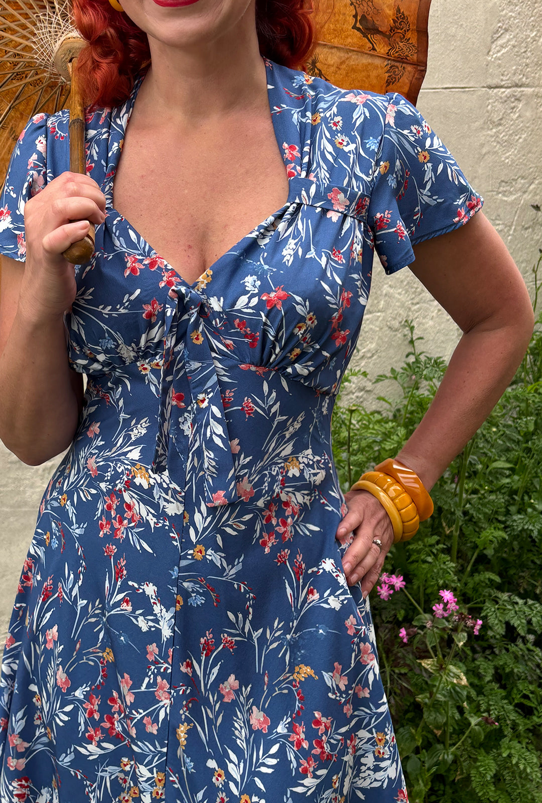 1940s Tea Dress - Cornflower