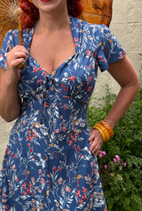 1940s Tea Dress - Cornflower