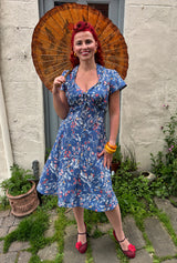 1940s Tea Dress - Cornflower