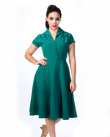 Pretty 40s Hostess Dress - Emerald