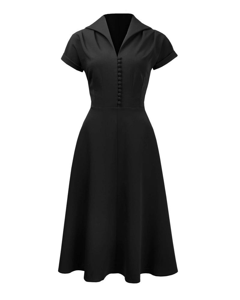 1940s Hostess Dress - Black