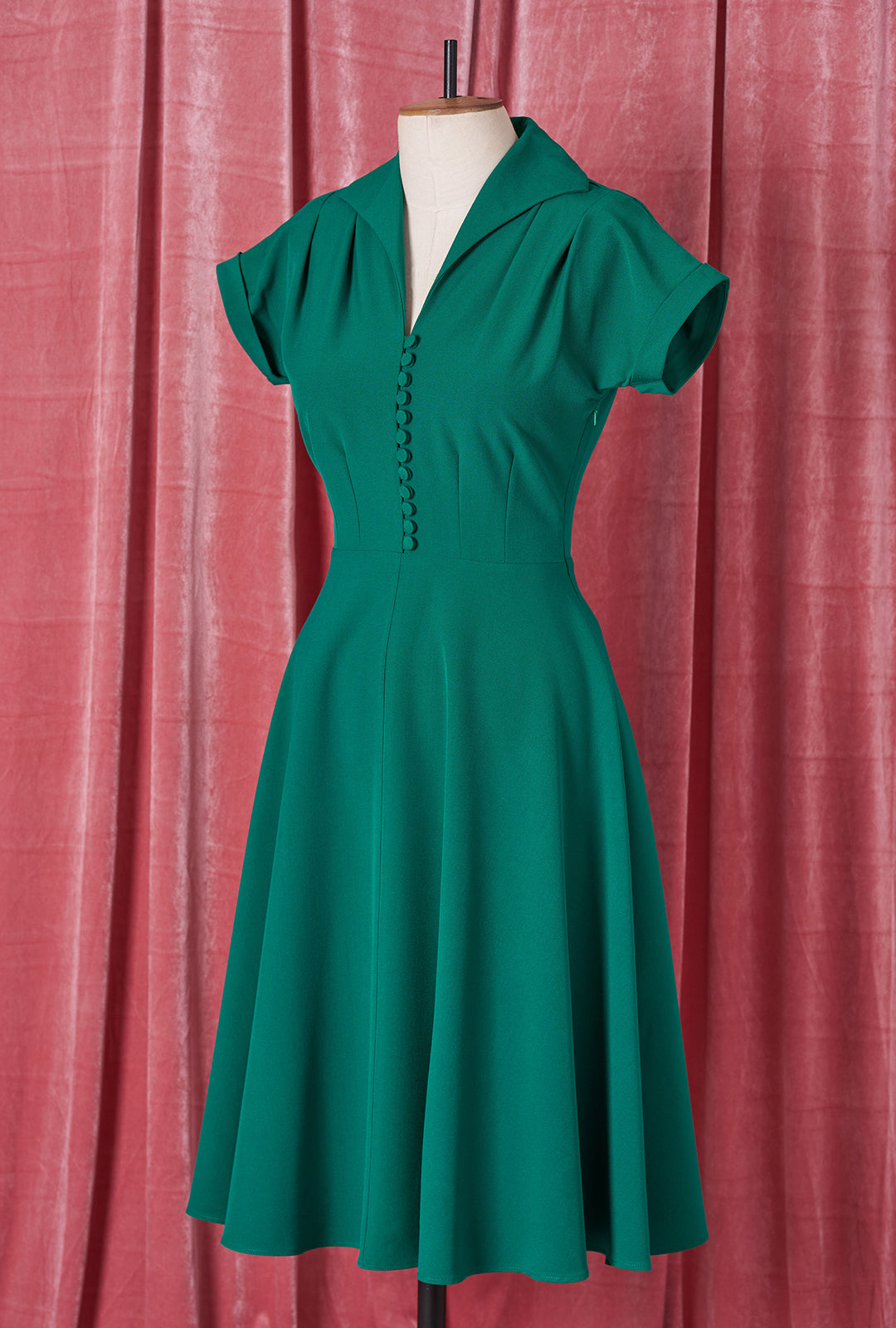 1940s Hostess Dress - Emerald