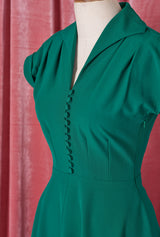 1940s Hostess Dress - Emerald