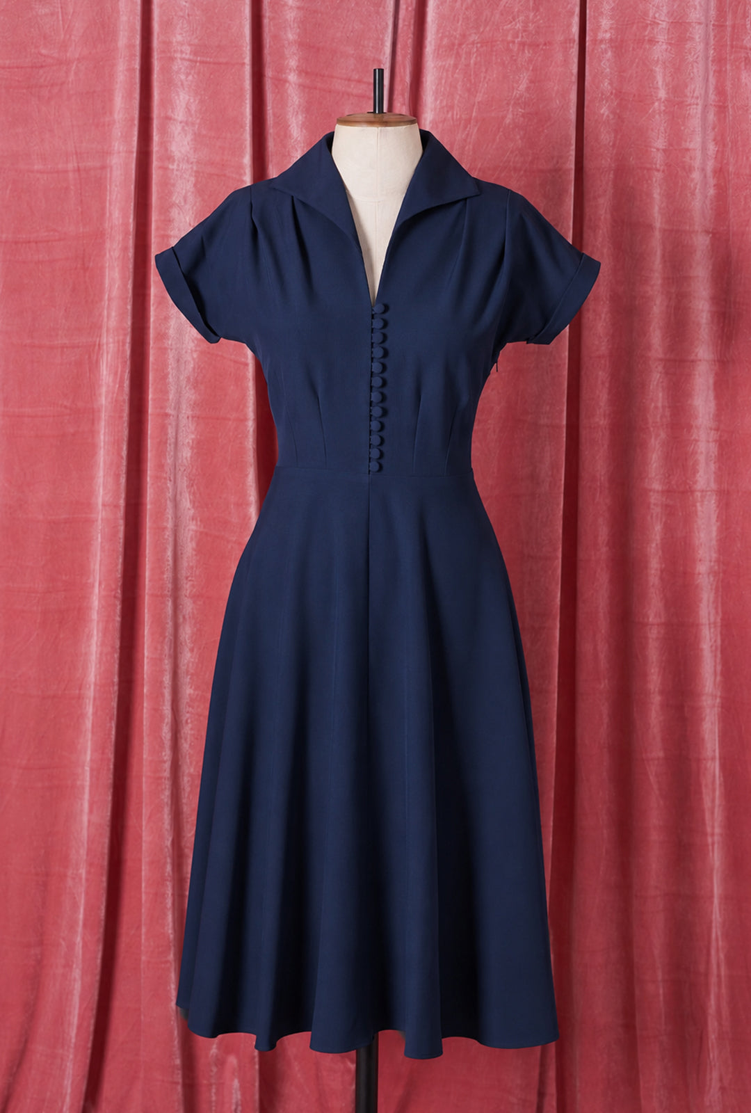 1940s Hostess Dress - Navy