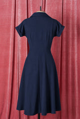 1940s Hostess Dress - Navy