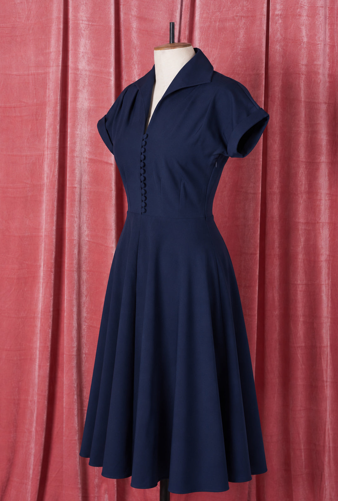 1940s Hostess Dress - Navy
