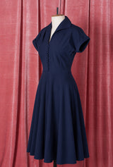 1940s Hostess Dress - Navy