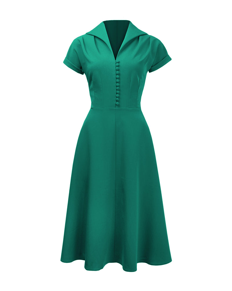 1940s Hostess Dress - Emerald