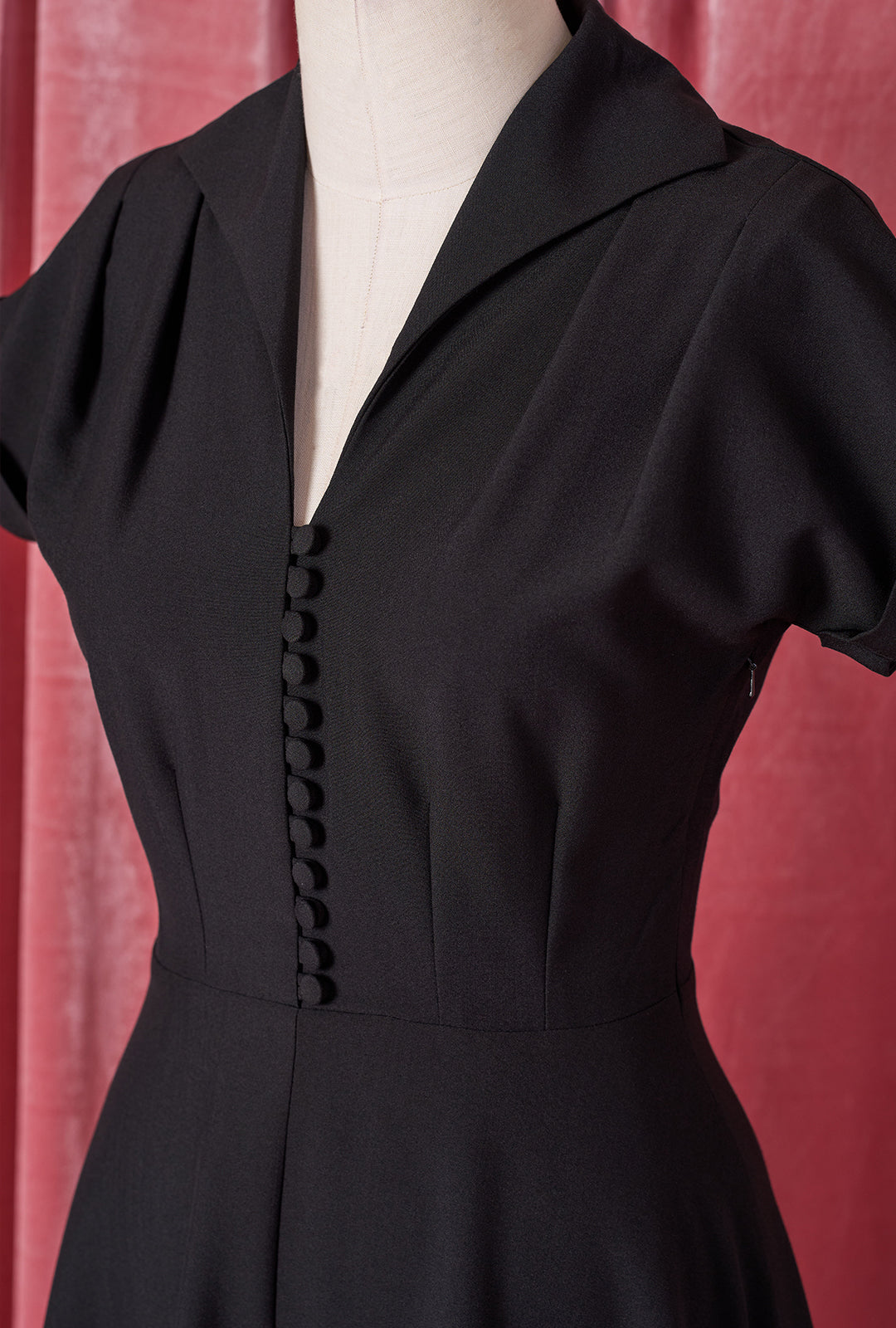 1940s Hostess Dress - Black
