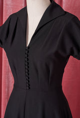 1940s Hostess Dress - Black
