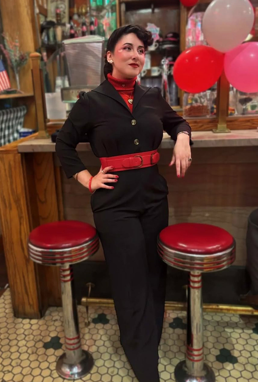 Pretty Retro Jumpsuit - Black - model shot