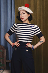 1950s Bateau Sweater - Navy Stripe