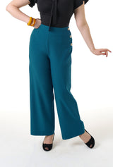 1940s Wide Leg Trousers - Petrol