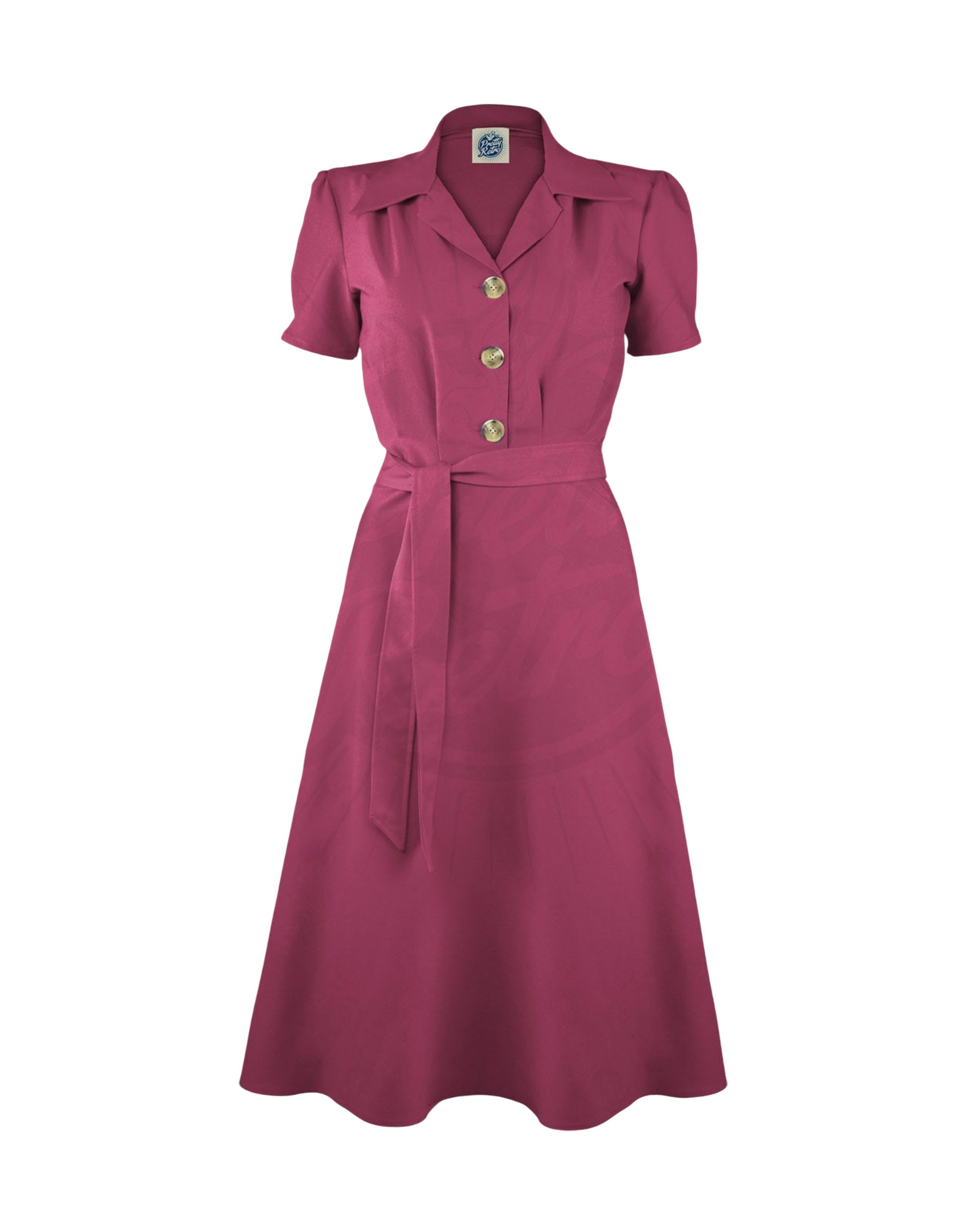 Pretty 40s Shirt Dress - Dark Rose