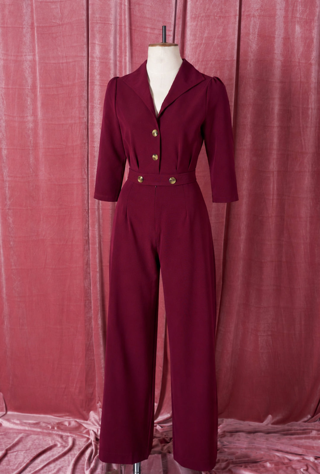 Pretty Retro Jumpsuit - Wine