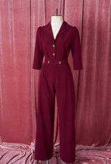 Pretty Retro Jumpsuit - Wine