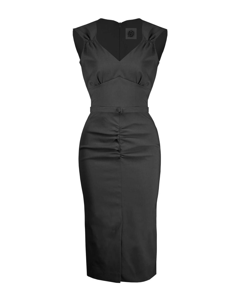 1940s Rita Wiggle Dress - Black