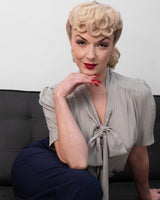 Retro Pussy Bow Blouse - Sage