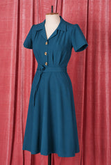 1940s Shirt Dress - Petrol Blue