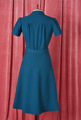 1940s Shirt Dress - Petrol Blue