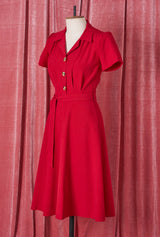 1940s Shirt Dress - Red