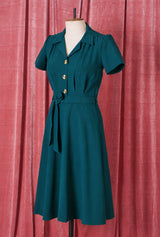 1940s Shirt Dress - Teal