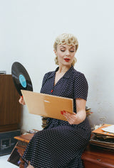 1940s Shirt Dress - Navy Polka