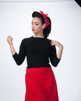 1950s Sweater Girl Top in Black