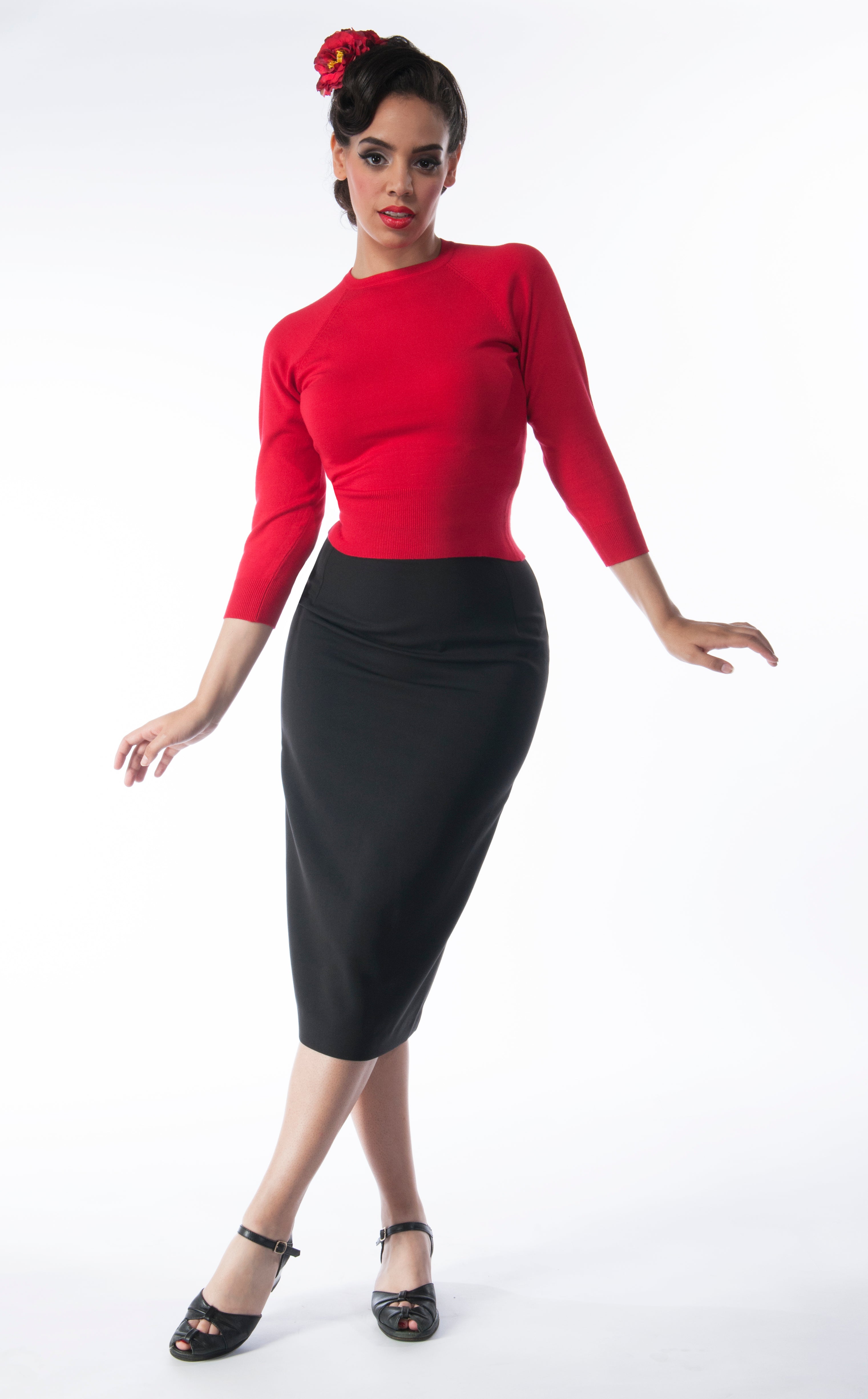 Retro 50s Pencil Skirt - Black