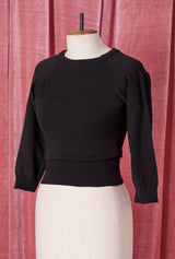 1950s Sweater Girl Top in Black
