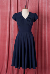 1950s Swing Dress - Navy