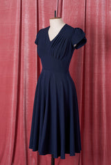 1950s Swing Dress - Navy