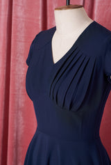 1950s Swing Dress - Navy