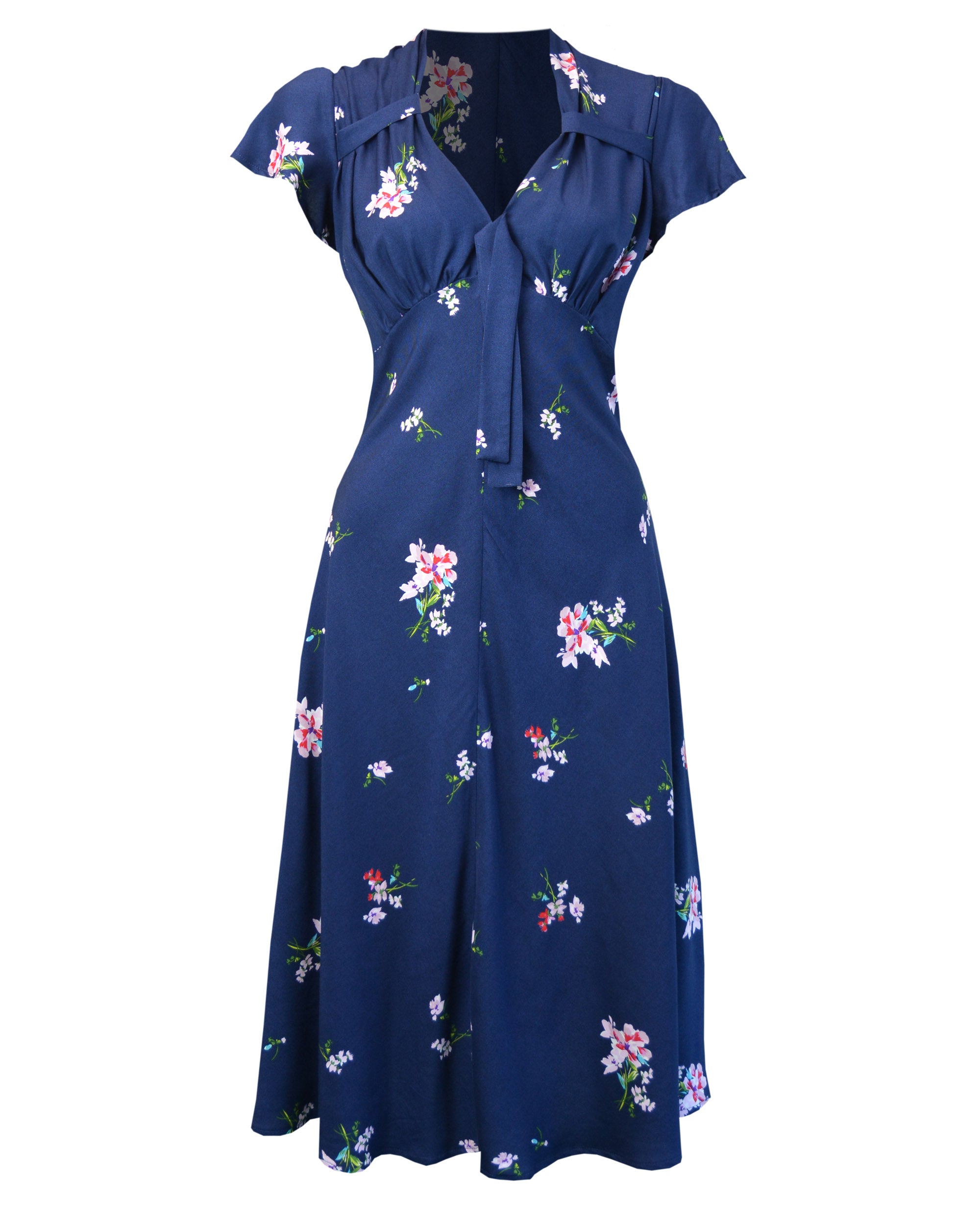 Pretty 40s Tea Dress in Blue Floral