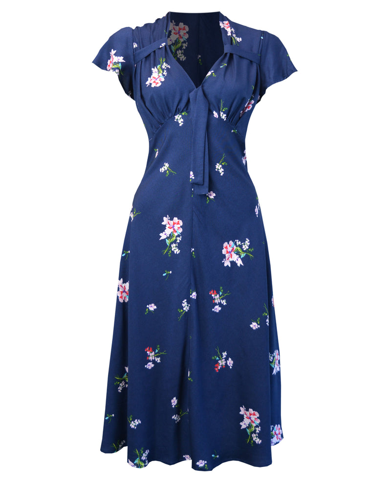 1940s Tea Dress - Blue Floral