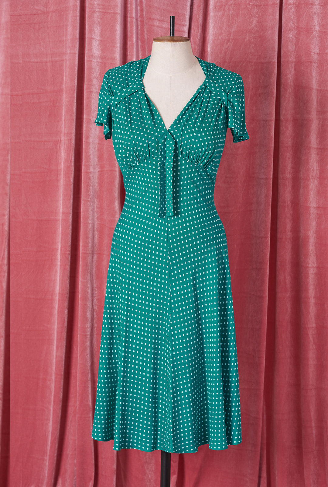 1940s Tea Dress - Emerald Polka