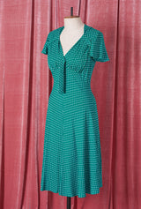 1940s Tea Dress - Emerald Polka