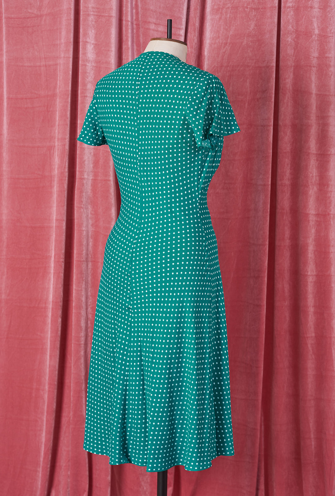 1940s Tea Dress - Emerald Polka