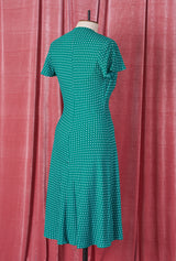 1940s Tea Dress - Emerald Polka