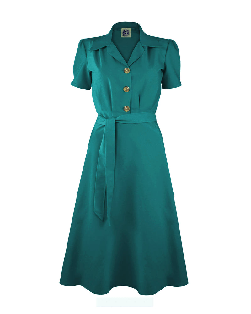 1940s Shirt Dress - Teal