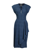 Veronica 40s Tea Dress - Navy Polka